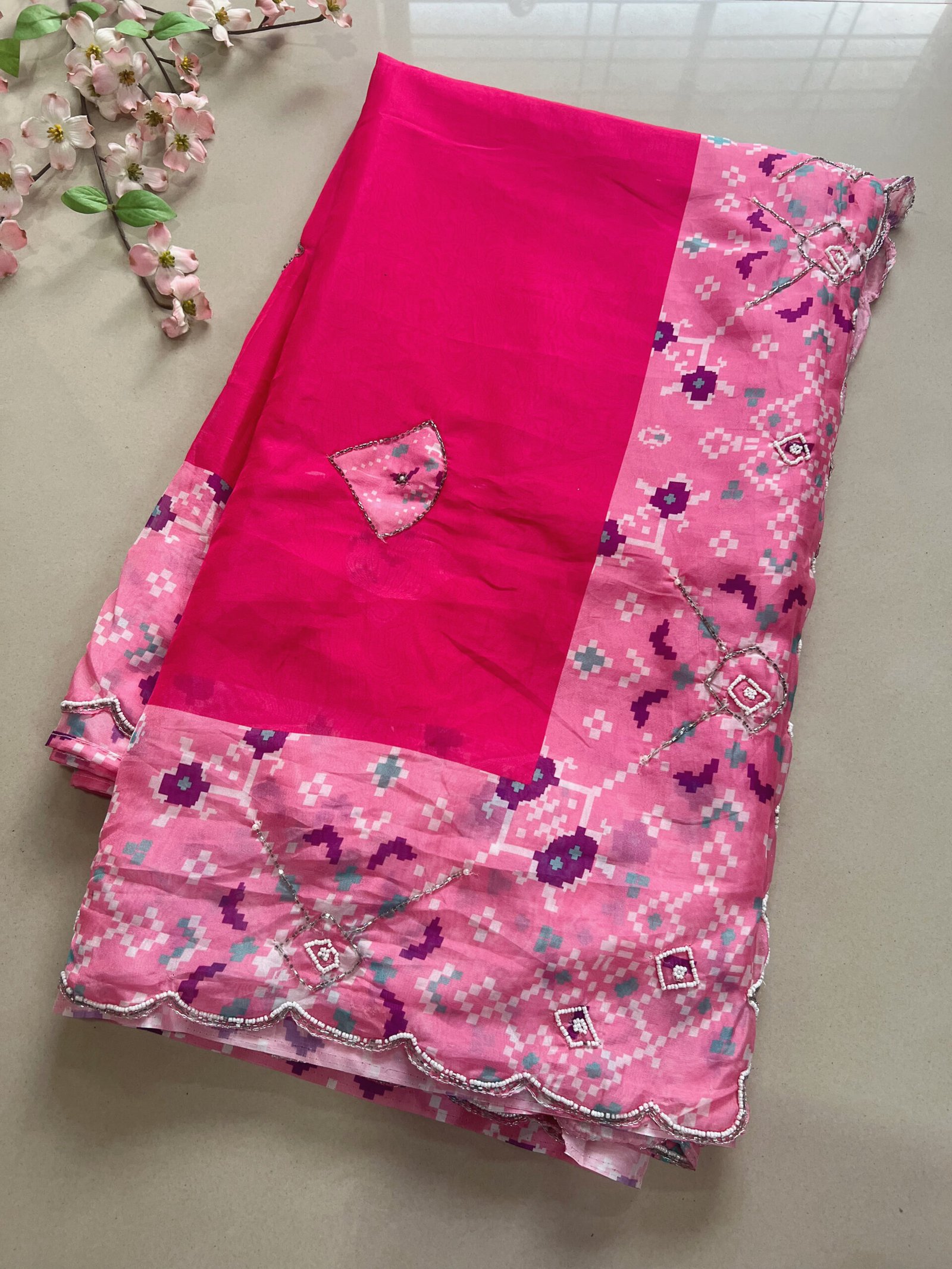 Printed Hand Work Saree