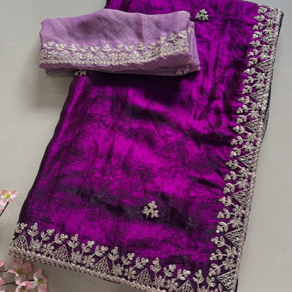 DIWALI SPECIAL ✨ Crush Shimmer Pitta Work Saree