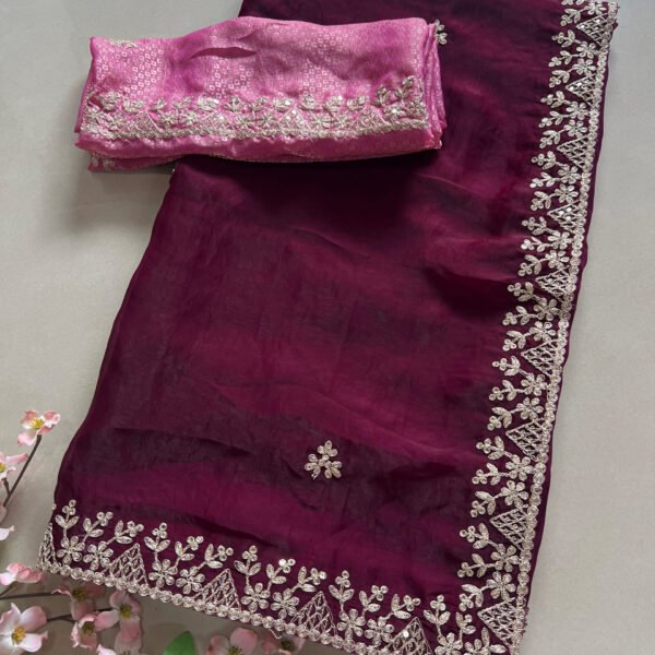 DIWALI SPECIAL ✨ Crush Shimmer Pitta Work Saree