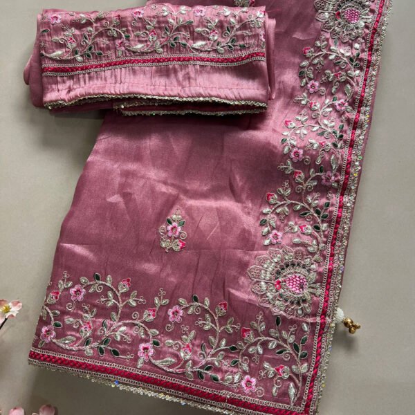 Soft Organza embroidery Border Saree