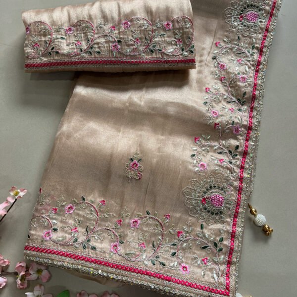 Soft Organza embroidery Border Saree