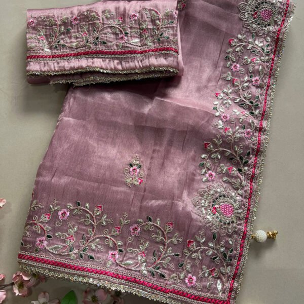 Soft Organza embroidery Border Saree
