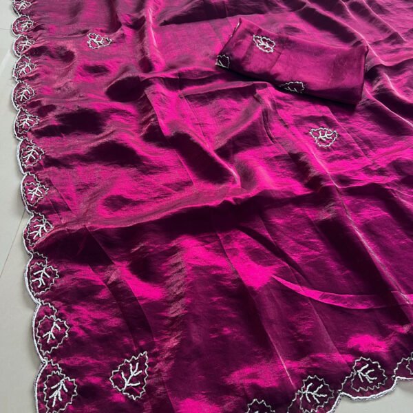 Hand Work Shimmer Party Wear Saree