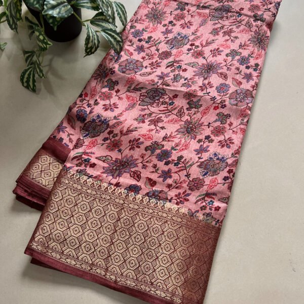 Printed Semi Soft Dola Silk Saree